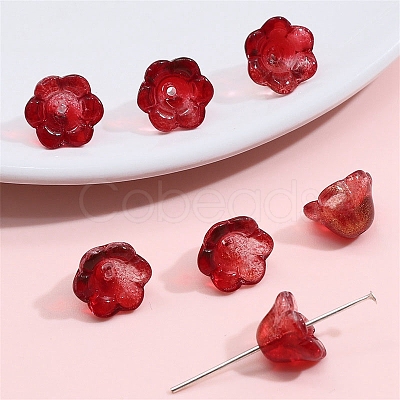 10Pcs Gradient Color Transparent Glass Bead Caps PW-WG464DA-23-1