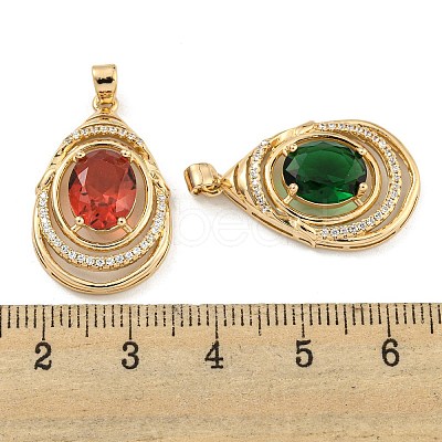 Brass Micro Pave Cubic Zirconia Pendants KK-P263-24KCG-1