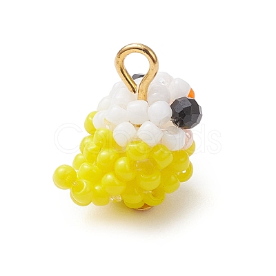 Glass Seed Beaded Bird Charms PALLOY-MZ00971-1