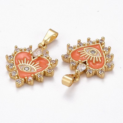Brass Clear Cubic Zirconia Pendants ZIRC-J025-67G-02-1