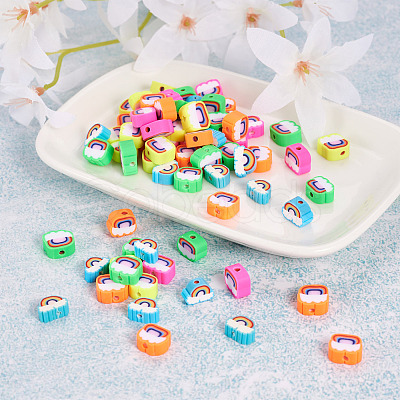 Fashewelry 100Pcs 5 Style Handmade Polymer Clay Beads FIND-FW0001-33-1