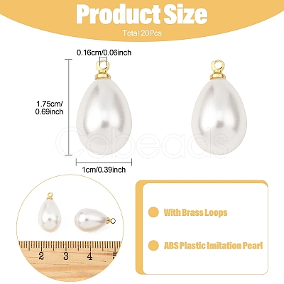 20Pcs ABS Plastic Imitation Pearl Pendants FIND-YW0009-34-1