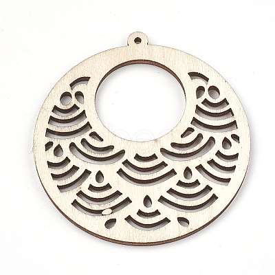 Undyed Wood Big Pendants X-WOOD-T008-41-1