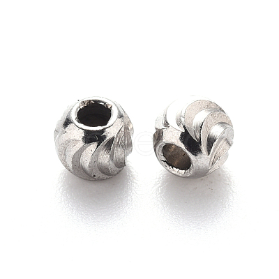 Tarnish Resistant 201 Stainless Steel Corrugated Beads STAS-S103-17B-P-1