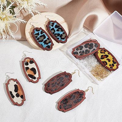 Olycraft DIY Leopard Print Pattern Rectangle Dangle Earring Making Kit DIY-OC0009-49-1