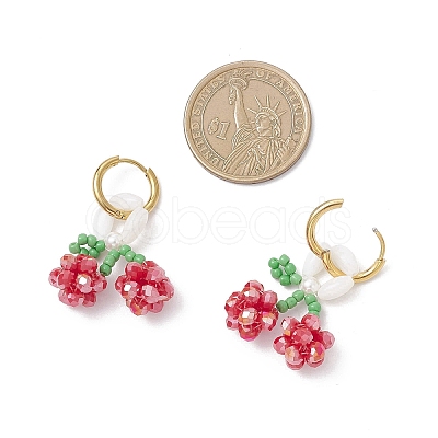 Cherry 304 Stainless Steel Huggie Hoop Earrings EJEW-TA00772-1