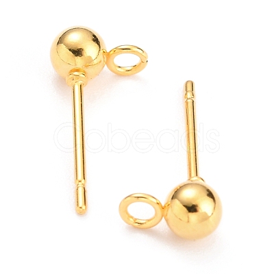 304 Stainless Steel Ball Post Stud Earring Findings STAS-Z035-02G-C-1