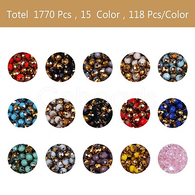 1710~1770Pcs 15 Colors Electroplate Glass Beads EGLA-SZ0001-03-1