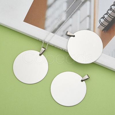 Non-Tarnish 201 Stainless Steel Flat Round Mirror Polished Finish Stamping Blank Tag Pendants LS-STAS-S030-10-1