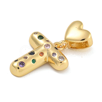 Brass Micro Pave Colorful Cubic Zirconia Pendants KK-P281-01G-T-1