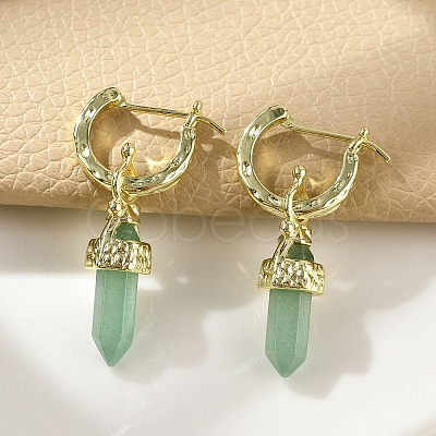 Natural Mixed Stone Hoop Earrings EJEW-P306-01G-1