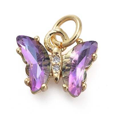 Brass Micro Pave Clear Cubic Zirconia Pendant ZIRC-P079-B01-M-1