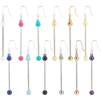 15Pairs 15 Colors Iron & 201 Stainless Steel Dangle Earring Findings EJEW-SC0010-92-1