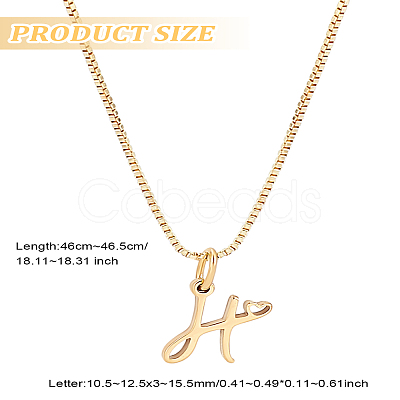 1pc Brass Chain & 304 Stainless Steel Letter Pendant Necklaces NJEW-LP0001-40H-G-1