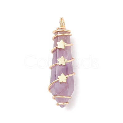Natural Amethyst Pointed Pendants PALLOY-JF01703-01-1