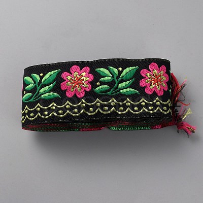 Ethnic Style Polyester Embroidery Flower Ribbon OCOR-WH0093-37C-1