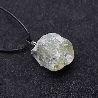 Natural Prehnite Raw Rough Nuggets Pendant Necklace FS-WG50F2C-13-1