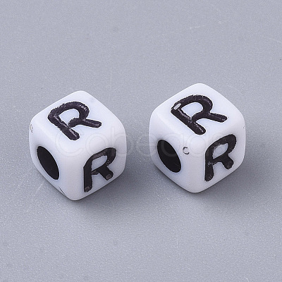 White Opaque Acrylic Beads X-MACR-R869-02R-1