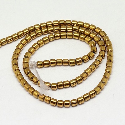 Electroplate Non-magnetic Synthetic Hematite Beads Strands G-J163-3x3mm-04-1