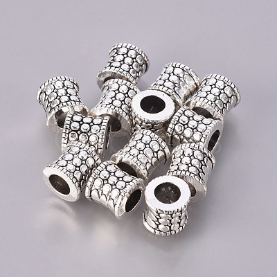 Antique Silver Tone Large Hole Tibetan Silver Column European Beads X-LFH10273Y-NF-1