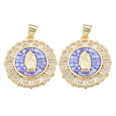 Brass Micro Pave Clear Cubic Zirconia Pendants KK-N227-100A-1