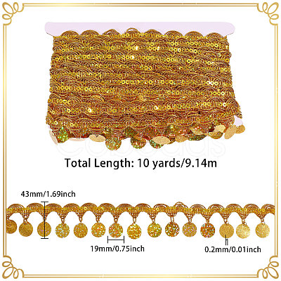 Polyester Metallic Thread Lace Tassel Ribbons OCOR-WH0108-42B-1