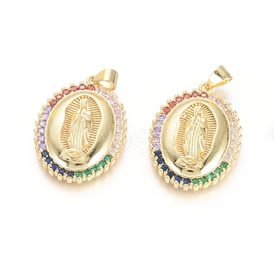 Brass Micro Pave Cubic Zirconia Pendants KK-I657-46G-1