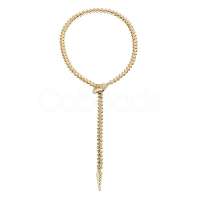 Adjustable Brass Snake Lariat Necklaces for Women FS-WGAF582-01-1