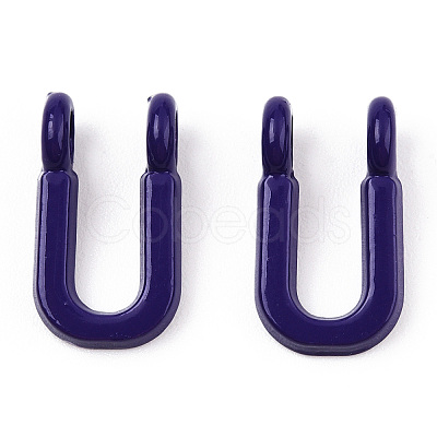 Rack Plating Spray Painted Alloy 2-Loop Link Pendants PALLOY-N176-01U-1