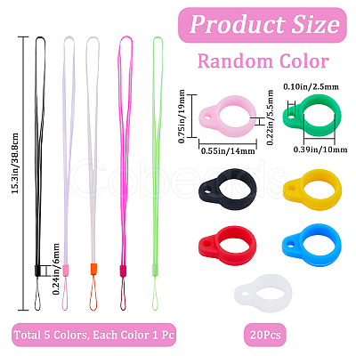 5 Strands Rubber Lanyard Straps DIY-GF0007-92-1