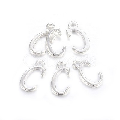 Silver Color Plated Alloy Letter Pendants PALLOY-J718-01S-C-1