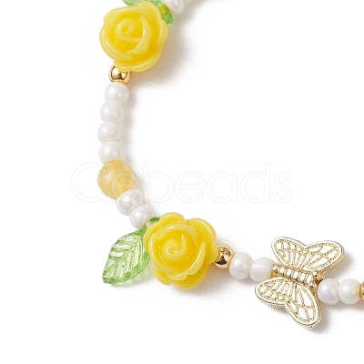 Glass Seed Bead and Resin Braided Bead Bracelets for Women BJEW-MZ00237-01-1