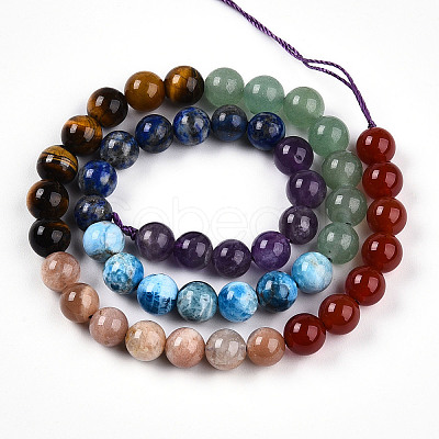 Natural Seven Chakra Stone Beads Strands G-T140-8mm-13B-1
