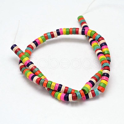 Flat Round/Disc Synthetic Turquoise Heishi Beads Strands G-M150-09-1