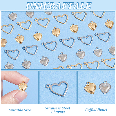 Unicraftale 120Pcs 4 Style 304 Stainless Steel Charms STAS-UN0052-25-1