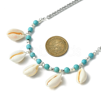 Natural Shell Bib Necklace NJEW-TA00116-1