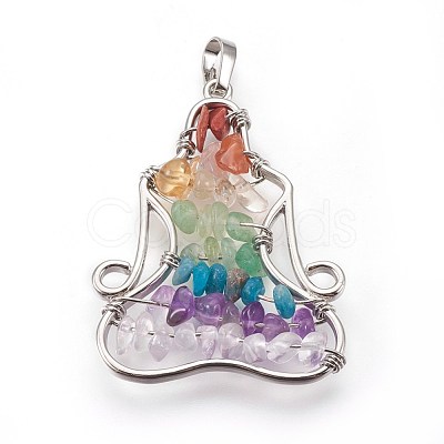 Natural & Synthetic Mixed Gemstone Chakra Pendants X-G-I212-01-1