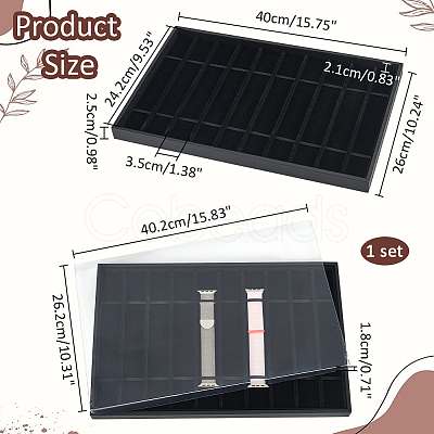 10 Grids Rectangle PU Leather Watch Straps Necklace Bracelet Display Tray ODIS-NB0001-38B-1