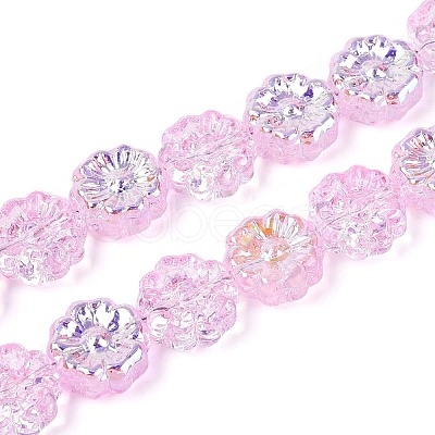 Electroplate Transparent Glass Beads Strands EGLA-N055-01F-1
