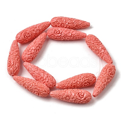 Synthetic Coral Carved Beads Strands CORA-C003-09A-03-1