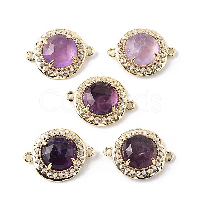 Natural Amethyst Faceted Connector Charms G-H323-03G-11-1