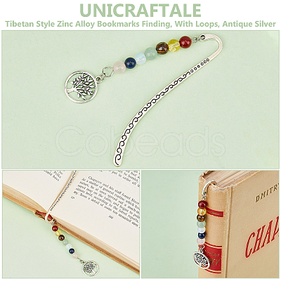 Unicraftale 30Pcs Tibetan Style Zinc Alloy Bookmarks Finding AJEW-UN0001-70-1