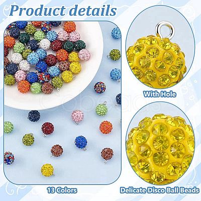 78pcs 13 colors Polymer Clay Rhinestone Charms RB-PH0001-48-1