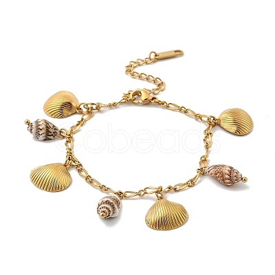 304 Stainless Steel Charm Bracelets for Women Ion Plating(IP) BJEW-A052-02G-1