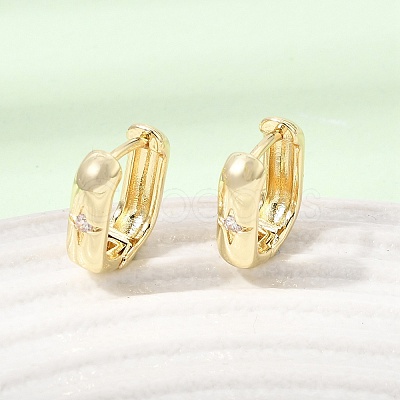 Brass Micro Pave Cubic Zirconia Hoop Earrings KK-CBA5585-09G-1