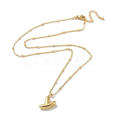 Initial Letter Brass Pendant Necklaces X-NJEW-A015-21G-Y-1
