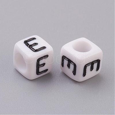 Acrylic Horizontal Hole Letter Beads PL37C9308-E-1
