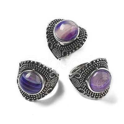Natural & Synthetic Gemstone Adjustable Rings RJEW-I108-03AS-1
