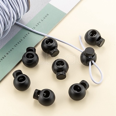 1-Hole Dyed Iron Spring Loaded Eco-Friendly Plastic Round Buckle Cord Toggle Lock Beans Stoppers for Sportwear Luggage Backpack Straps FIND-E004-60B-18mm-1