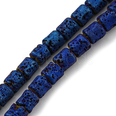 Electroplated Natural Lava Rock Beads Strands G-Z032-J03-11C-1